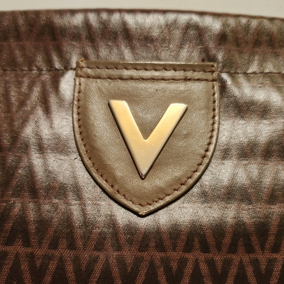 Mario Valentino Vintage Brown Clutch- Logo W/Leather Accents EUC Made In Italy - Picture 3 of 12